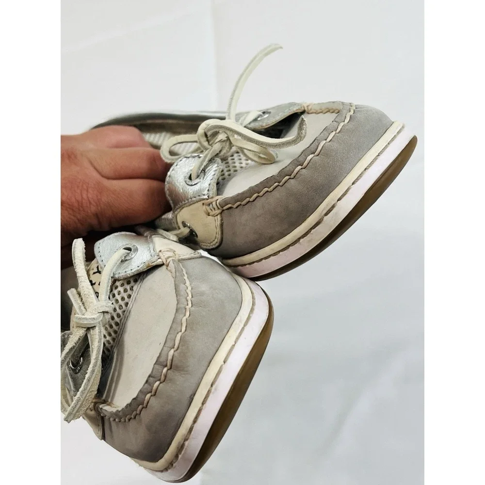 Sperry Top Sider Angelfish Womens Boat Silver Leather Casual Shoes Loafers 10M‎